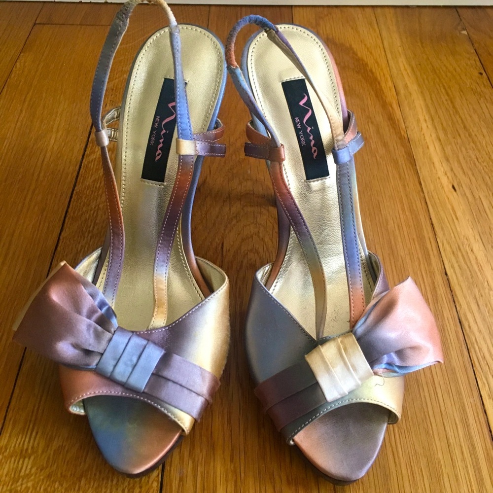 Nina pastel ombré satin peep-toe pumps